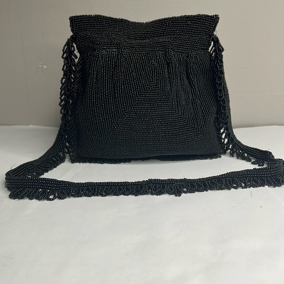 Delill Hand Made Black Beaded Tassels Snap Shoulder Bag - Picture 3 of 12